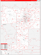 Fort Wayne Metro Area Wall Map Red Line Style
